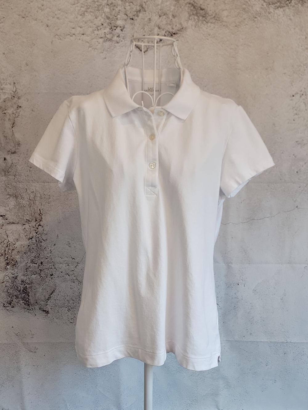 Lady Hathaway Polo Shirt Cotton Short Sleeve - White Womens Size L